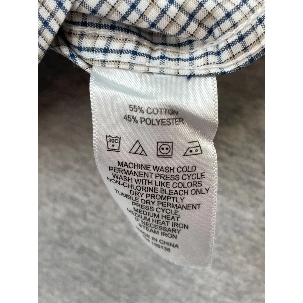 Original Penguin Shirt Mens Micro 17 - 34/35 Check Cotton Blend Slim Button Up